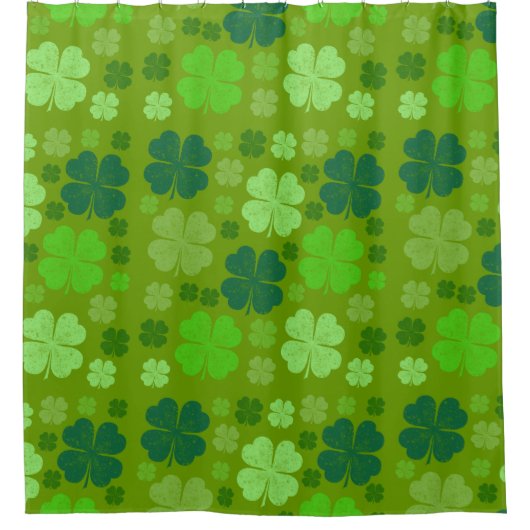 Green Clovers, Lucky Clovers, Saint Patrick's Day Douchegordijn (Voorkant)