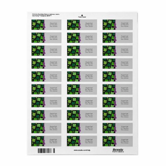 Green Clovers, Lucky Clovers, Saint Patrick's Day Etiket (Full Sheet)