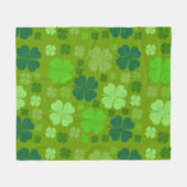 Green Clovers, Lucky Clovers, Saint Patrick's Day Fleece Deken (Voorkant (Horizontaal))