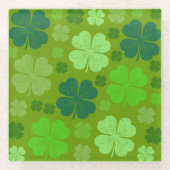 Green Clovers, Lucky Clovers, Saint Patrick's Day Glazen Onderzetter (Voorkant)