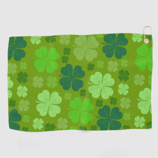Green Clovers, Lucky Clovers, Saint Patrick's Day Golfhanddoek (Horizontaal)