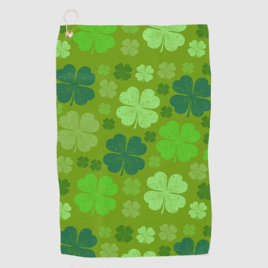 Green Clovers, Lucky Clovers, Saint Patrick's Day Golfhanddoek (Voorkant)