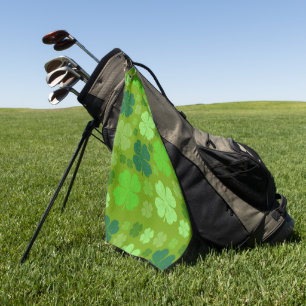 Green Clovers, Lucky Clovers, Saint Patrick's Day Golfhanddoek