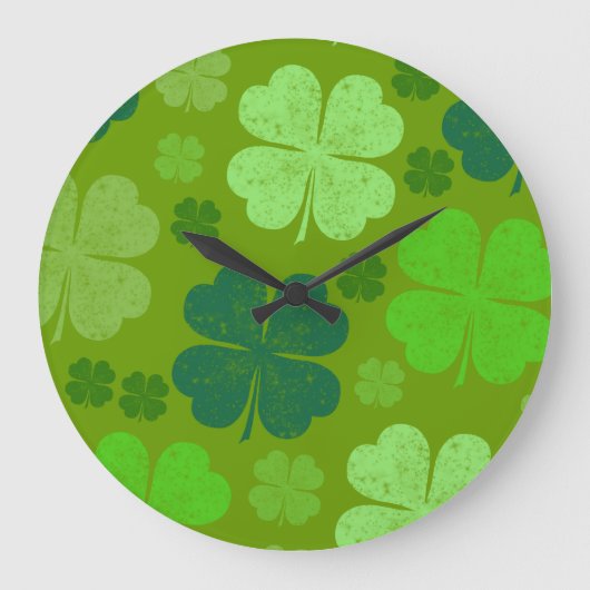 Green Clovers, Lucky Clovers, Saint Patrick's Day Grote Klok (Voorkant)