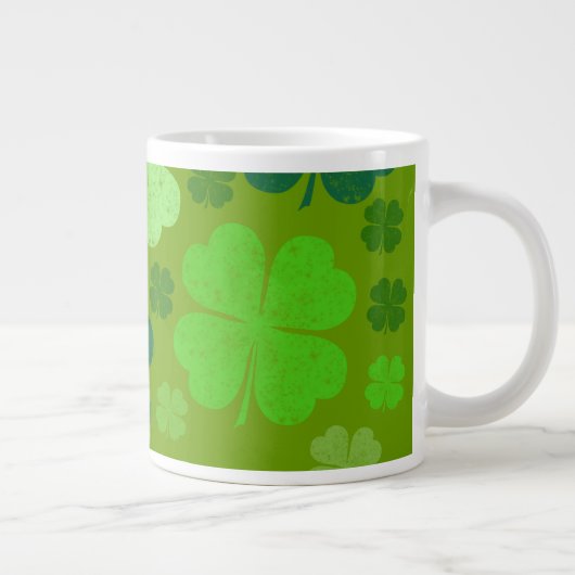 Green Clovers, Lucky Clovers, Saint Patrick's Day Grote Koffiekop (Rechts)