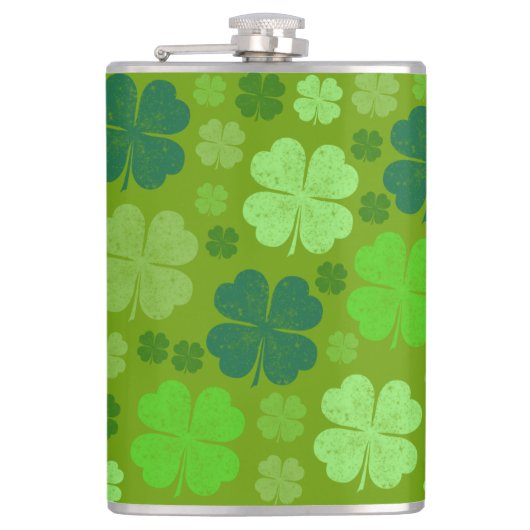 Green Clovers, Lucky Clovers, Saint Patrick's Day Heupfles (Voorkant)