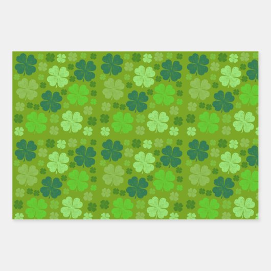 Green Clovers, Lucky Clovers, Saint Patrick's Day Inpakpapier Vel (Voorkant)