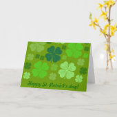 Green Clovers, Lucky Clovers, Saint Patrick's Day Kaart (Gele Bloem)