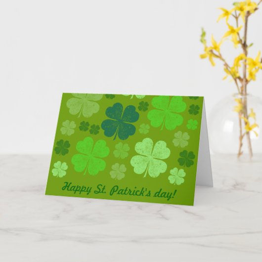 Green Clovers, Lucky Clovers, Saint Patrick's Day Kaart (Gele Bloem)
