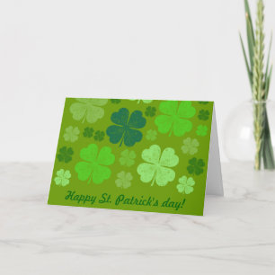 Green Clovers, Lucky Clovers, Saint Patrick's Day Kaart
