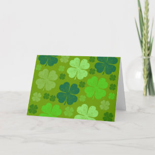 Green Clovers, Lucky Clovers, Saint Patrick's Day Kaart