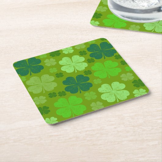 Green Clovers, Lucky Clovers, Saint Patrick's Day Kartonnen Onderzetters (Schuin)