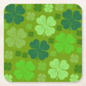 Green Clovers, Lucky Clovers, Saint Patrick's Day Kartonnen Onderzetters (Voorkant)