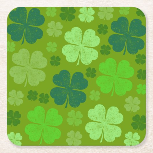 Green Clovers, Lucky Clovers, Saint Patrick's Day Kartonnen Onderzetters (Voorkant)