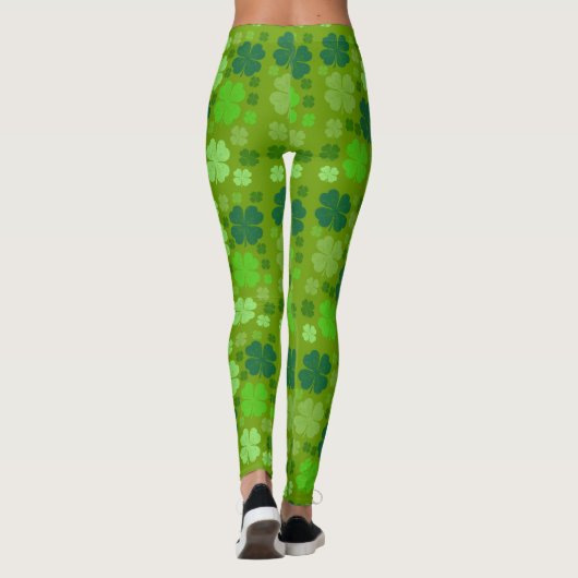 Green Clovers, Lucky Clovers, Saint Patrick's Day Leggings (Achterkant)