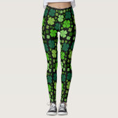 Green Clovers, Lucky Clovers, Saint Patrick's Day Leggings (Voorkant)