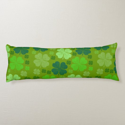 Green Clovers, Lucky Clovers, Saint Patrick's Day Lichaamskussen (Achterkant)