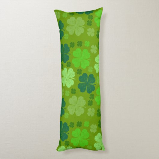 Green Clovers, Lucky Clovers, Saint Patrick's Day Lichaamskussen (Achterkant (Verticaal))