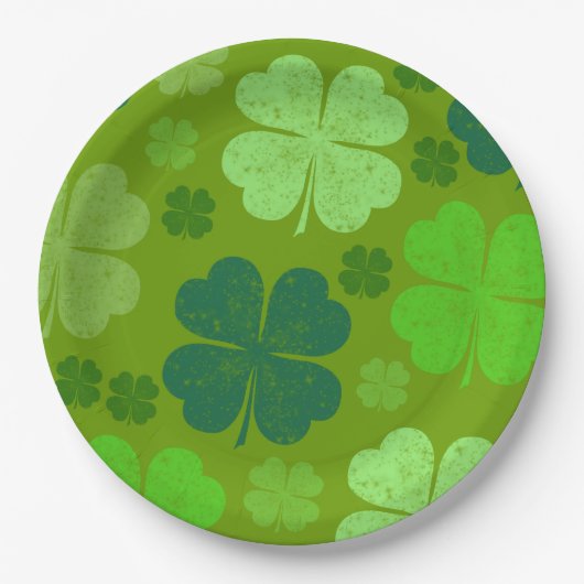 Green Clovers, Lucky Clovers, Saint Patrick's Day Papieren Bordje (Voorkant)
