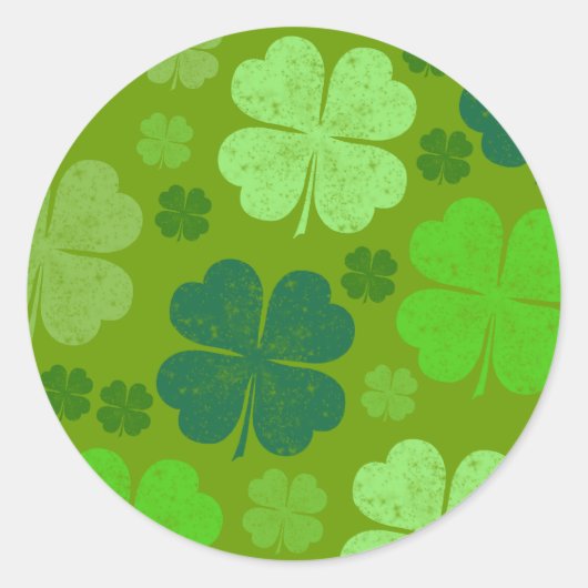 Green Clovers, Lucky Clovers, Saint Patrick's Day Ronde Sticker (Voorkant)