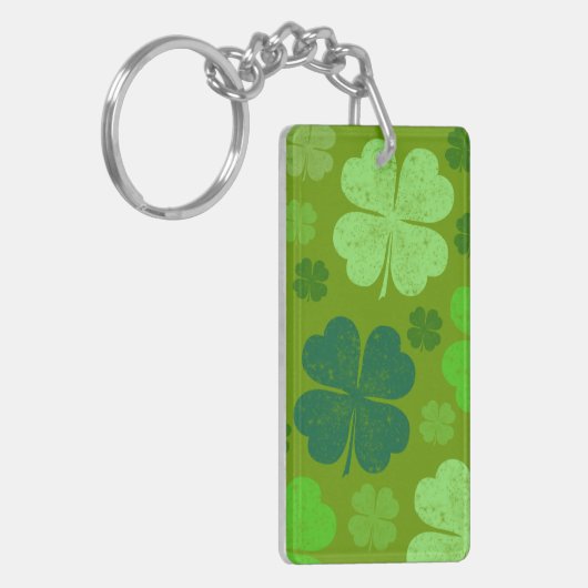 Green Clovers, Lucky Clovers, Saint Patrick's Day Sleutelhanger (Voorkant Links)