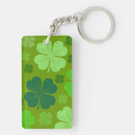 Green Clovers, Lucky Clovers, Saint Patrick's Day Sleutelhanger (achterkant)