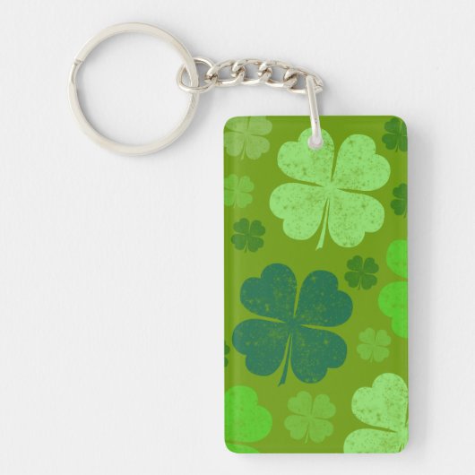 Green Clovers, Lucky Clovers, Saint Patrick's Day Sleutelhanger (Voorkant)