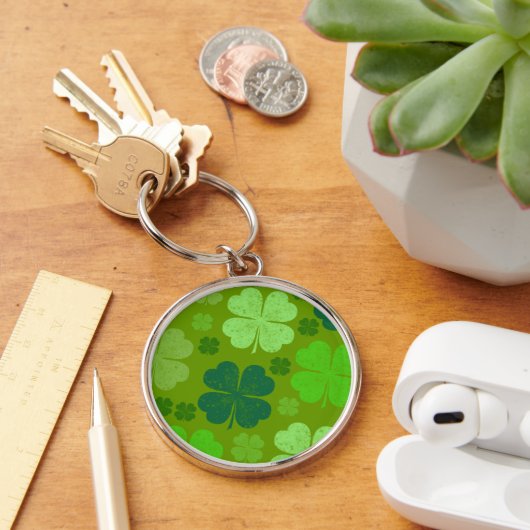 Green Clovers, Lucky Clovers, Saint Patrick's Day Sleutelhanger (Bureau)