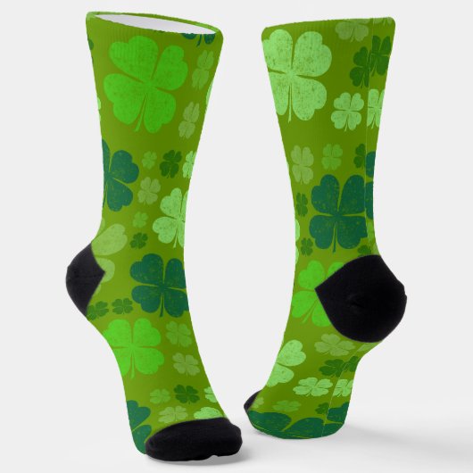 Green Clovers, Lucky Clovers, Saint Patrick's Day Sokken (Gebogen)