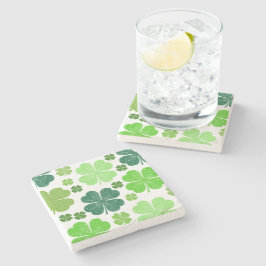 Green Clovers, Lucky Clovers, Saint Patrick's Day Stenen Onderzetter