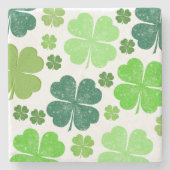 Green Clovers, Lucky Clovers, Saint Patrick's Day Stenen Onderzetter (Voorkant)