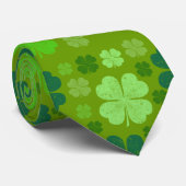 Green Clovers, Lucky Clovers, Saint Patrick's Day Stropdas (Opgerold)