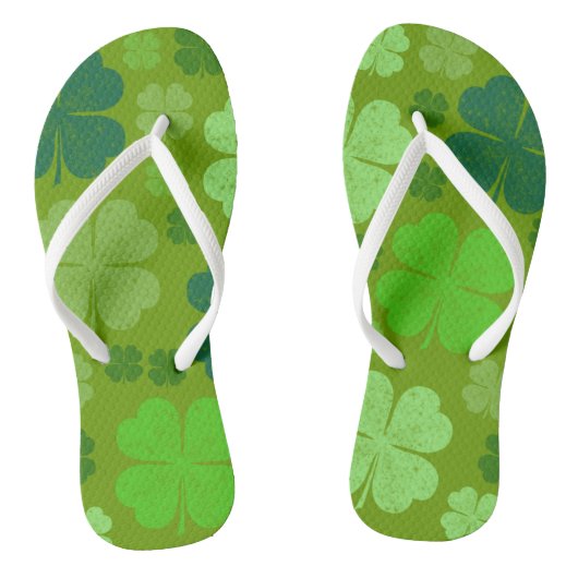Green Clovers, Lucky Clovers, Saint Patrick's Day Teenslippers (Voetbed)