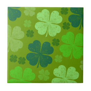 Green Clovers, Lucky Clovers, Saint Patrick's Day Tegeltje