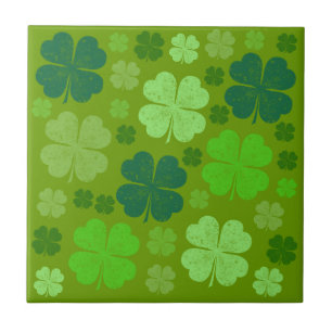 Green Clovers, Lucky Clovers, Saint Patrick's Day Tegeltje
