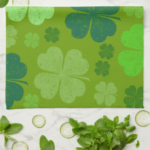 Green Clovers, Lucky Clovers, Saint Patrick's Day Theedoek