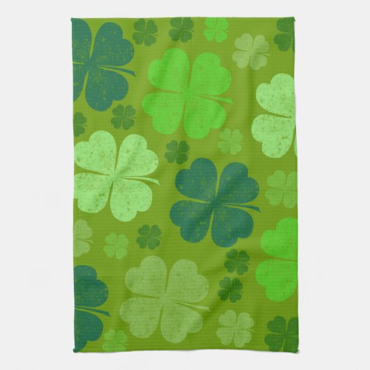 Green Clovers, Lucky Clovers, Saint Patrick's Day Theedoek (Verticaal)