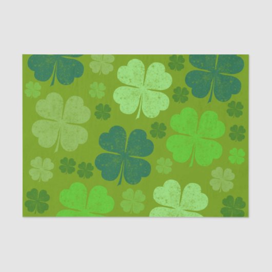 Green Clovers, Lucky Clovers, Saint Patrick's Day Tissuepapier (Voorkant)
