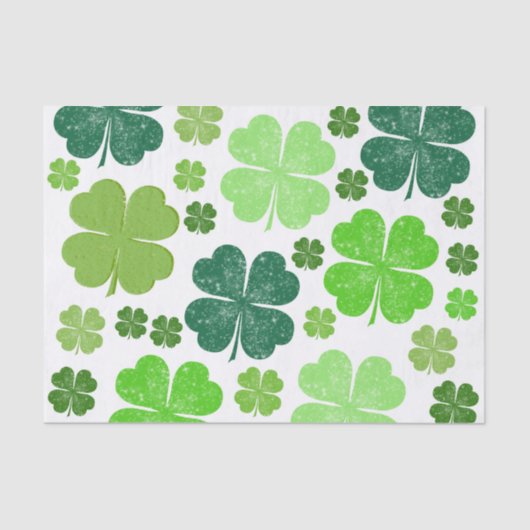 Green Clovers, Lucky Clovers, Saint Patrick's Day Tissuepapier (Voorkant)