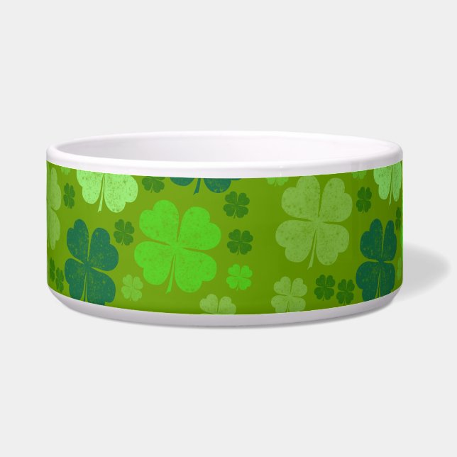 Green Clovers, Lucky Clovers, Saint Patrick's Day Voerbakje (Voorkant)