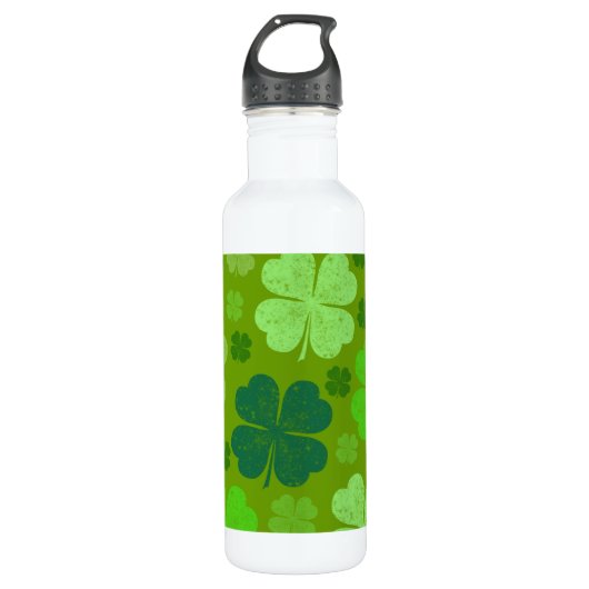 Green Clovers, Lucky Clovers, Saint Patrick's Day Waterfles (Voorkant)