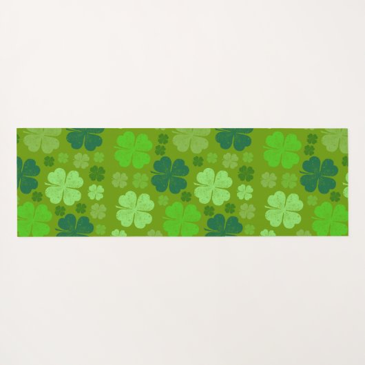 Green Clovers, Lucky Clovers, Saint Patrick's Day Yogamat (Achterkant (horizontaal))