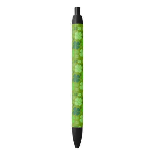 Green Clovers, Lucky Clovers, Saint Patrick's Day Zwarte Inkt Pen (Voorkant Verticaal)