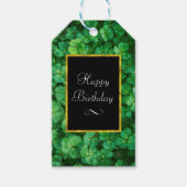Green Clovers met FAUX Gold Foil Lijst Birthday Cadeaulabel (Voorkant)