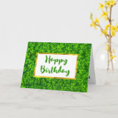 Green Clovers met FAUX Gold Foil Lijst Birthday Kaart (Gele Bloem)