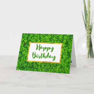 Green Clovers met FAUX Gold Foil Lijst Birthday Kaart