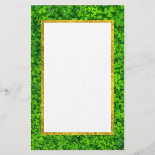 Green Clovers met FAUX Gold Foil Lijst Briefpapier (Voorkant)