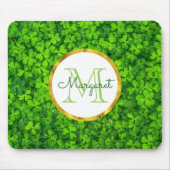 Green Clovers met FAUX Gold Foil Lijst Monogram Muismat (Voorkant)