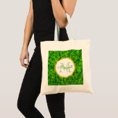 Green Clovers met FAUX Gold Foil Lijst Monogram Tote Bag (Voorkant (product))