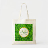 Green Clovers met FAUX Gold Foil Lijst Monogram Tote Bag (Voorkant)